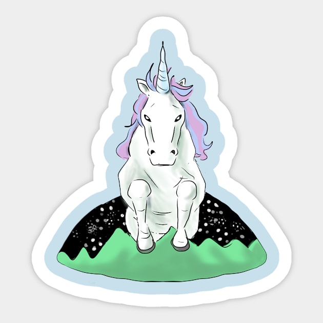 Unicorn jumps over the world Sticker by slapbasscat